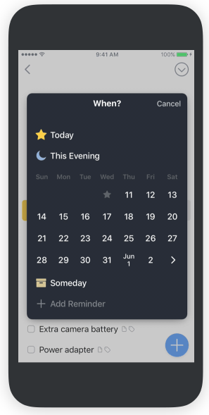 The Jump Start screen is a clever way to set dates and reminders. Note the useful